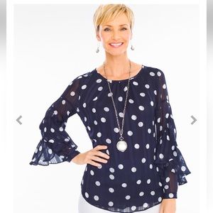 🌹Chico’s Ruffled Dot Blouse